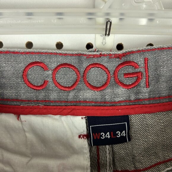 Coogi Y2K Baggy Jeans 34x34 Wide Leg Streetwear Hip Hop Gray Gold Stitched 90s - Picture 7 of 8